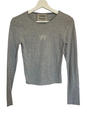 Damson Madder Pointelle Grey Long Sleeve Shirt